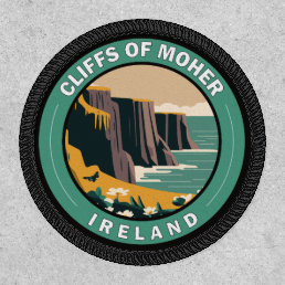 Cliffs of Moher Ireland Floral Travel Art Vintage Patch