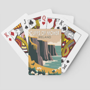 Cliffs of Moher Ireland Floral Travel Art Vintage Poker Cards