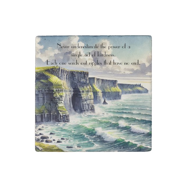 Cliffs of Moher, Ireland & Quote Stone Magnet (Front)