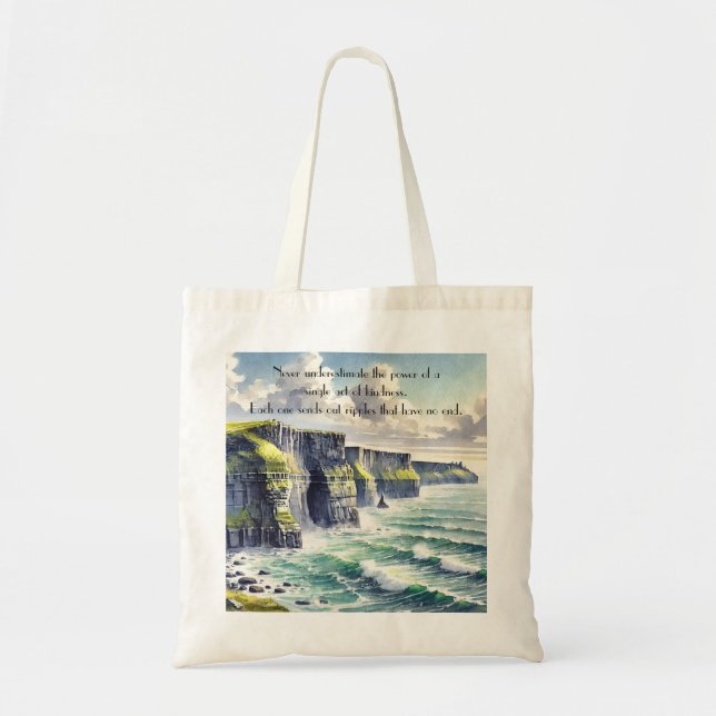 Cliffs of Moher, Ireland & Quote Tote Bag (Front)