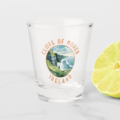 Cliffs of Moher Ireland Retro Distressed Circle Shot Glass