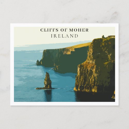 Cliffs Of Moher Ireland Retro Style Postcard