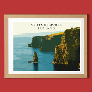 Cliffs Of Moher, Ireland Retro Style Poster