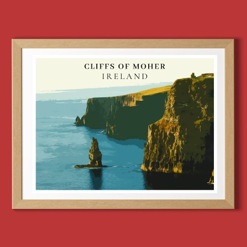 Cliffs Of Moher Ireland Retro Style Poster
