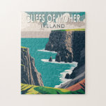 Cliffs of Moher Ireland Travel Art Vintage Jigsaw Puzzle<br><div class="desc">Cliffs of Moher vector art design. The Cliffs of Moher are sea cliffs located at the southwestern edge of the Burren region in County Clare,  Ireland.</div>