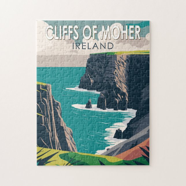 Cliffs of Moher Ireland Travel Art Vintage Jigsaw Puzzle (Vertical)