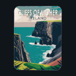 Cliffs of Moher Ireland Travel Art Vintage Magnet<br><div class="desc">Cliffs of Moher vector art design. The Cliffs of Moher are sea cliffs located at the southwestern edge of the Burren region in County Clare,  Ireland.</div>