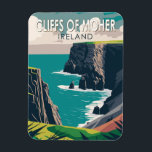 Cliffs of Moher Ireland Travel Art Vintage Magnet<br><div class="desc">Cliffs of Moher vector art design. The Cliffs of Moher are sea cliffs located at the southwestern edge of the Burren region in County Clare,  Ireland.</div>