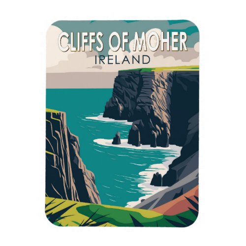 Cliffs of Moher Ireland Travel Art Vintage Magnet