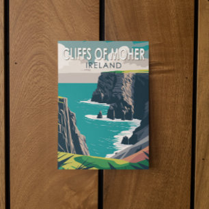 Cliffs of Moher Ireland Travel Art Vintage Postcard
