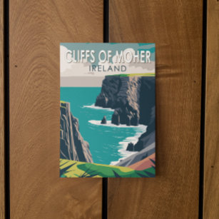 Cliffs of Moher Ireland Travel Art Vintage Postcard