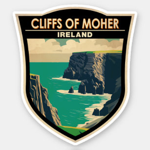 Cliffs of Moher Ireland Travel Art Vintage Sticker
