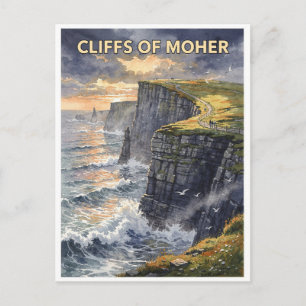 Cliffs of Moher Ireland Vintage Postcard