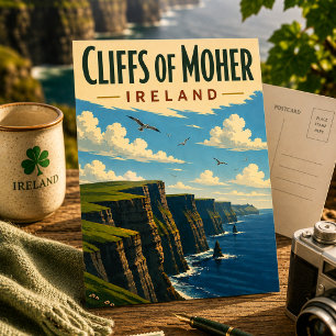 Cliffs of Moher Ireland Vintage Travel Irish Coast Postcard