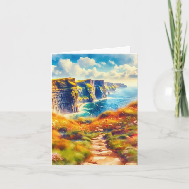 Cliffs of Moher Ireland Watercolor Card (Front)