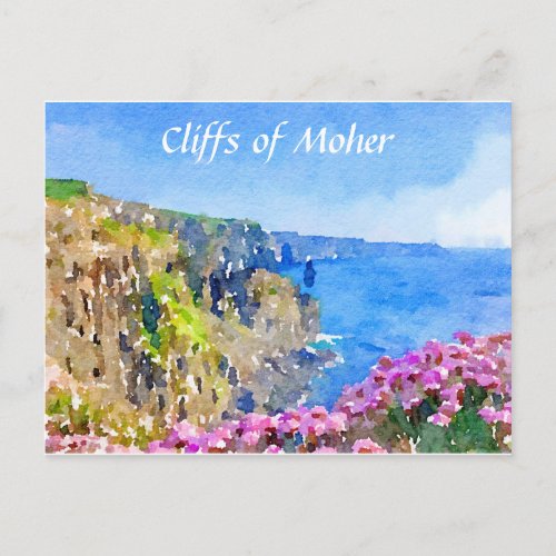 Cliffs of Moher Ireland Watercolor Postcard