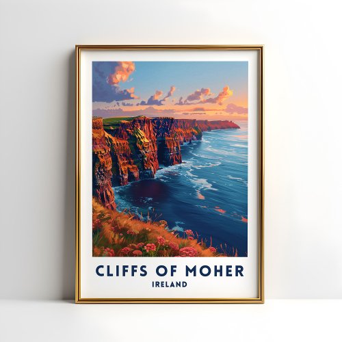Cliffs Of Moher Travel Print Poster Irish Wall Art