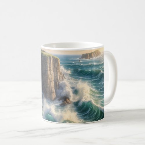 Cliffside Blue Ocean Waves Coastal Mug