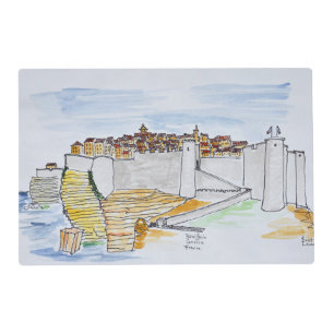 Cliffside City of Bonifacio Corsica, France Placemat