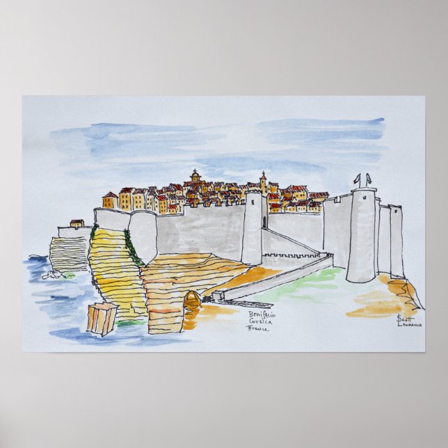 Cliffside City of Bonifacio | Corsica, France Poster (Front)