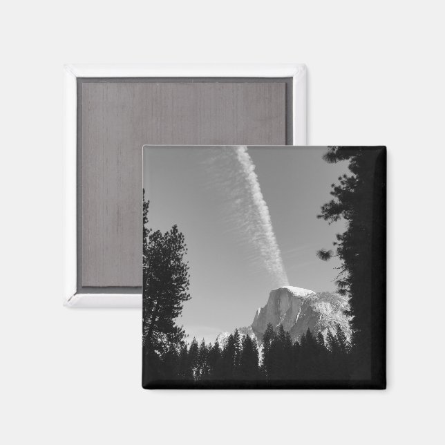 Cliffside Cloud Yosemite Sky Black and White Photo Magnet (Front/Back)