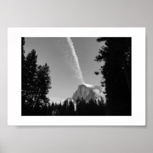 Cliffside Cloud Yosemite Sky Black and White Photo Poster