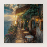 Cliffside Coastal Italy at Dusk Puzzle<br><div class="desc">Immerse yourself in romantic evening light with this moody Italian coastline puzzle. The scene captures steep cliffs and quaint cliffside buildings under a dramatic dusk sky, where twilight casts golden and navy tones across the water. Piece by piece, the inviting mood unfolds—glowing windows, flickering lights, and rugged shoreline add atmosphere...</div>