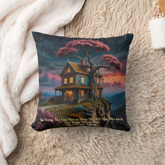Cliffside Cozy Cottage Throw Pillow (Blanket)