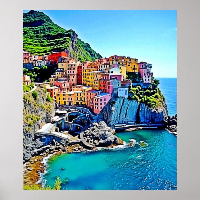 Cliffside Dreams: Manarola’s Colors Poster (Front)