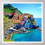 Cliffside Dreams: Manarola’s Colors Poster