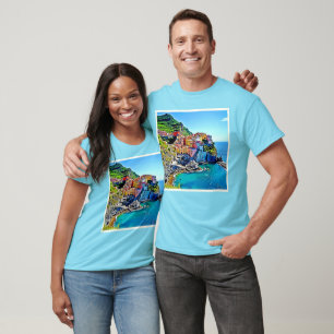Cliffside Dreams: Manarola’s Colors T-Shirt