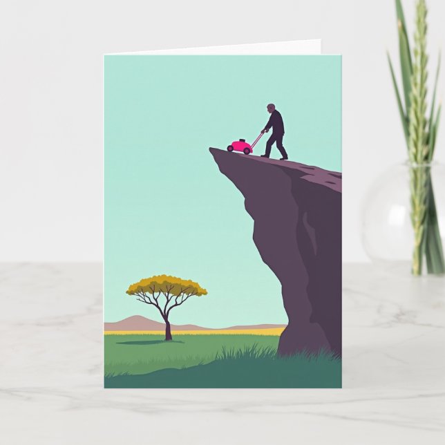 Cliffside Mowing Fathers Day Card (Front)
