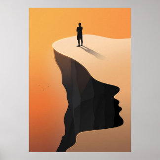 Cliffside Reflection — Minimalist Silhouette Art Poster