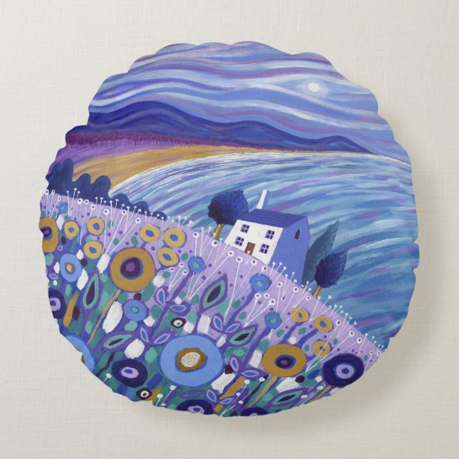 Clifftop Cottage 2013 Round Pillow (Front)