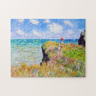 Clifftop Walk at Pourville Claude Monet vibrant Jigsaw Puzzle