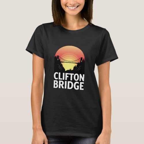 Clifton Bridge Bristol UK Skyline Silhouette Outli T_Shirt