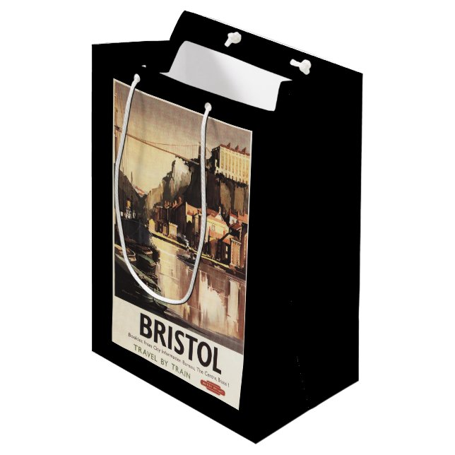 Clifton Suspension Bridge and Boats Medium Gift Bag (Front Angled)