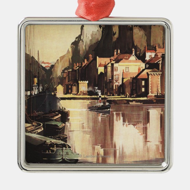 Clifton Suspension Bridge and Boats Metal Ornament (Front)
