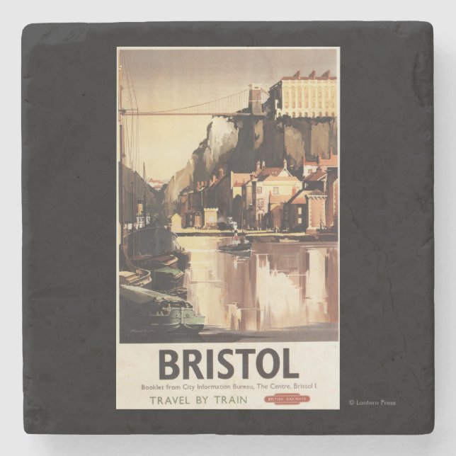 Clifton Suspension Bridge and Boats Stone Coaster (Front)