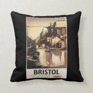 Clifton Suspension Bridge and Boats Throw Pillow