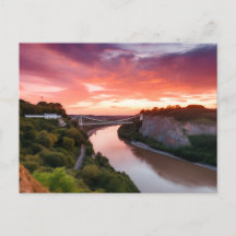 Clifton Suspension Bridge at Sunset Postcard