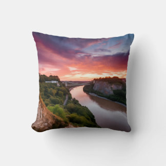 Clifton Suspension Bridge at Sunset Throw Pillow