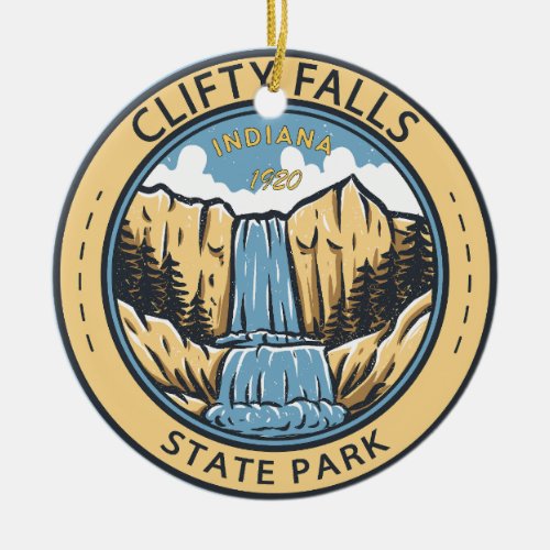 Clifty Falls State Park Indiana Badge Ceramic Ornament