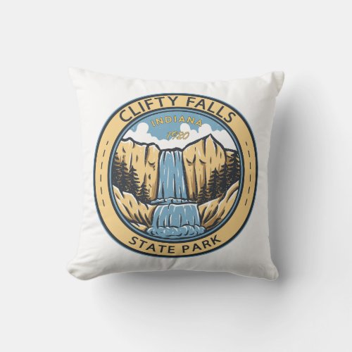 Clifty Falls State Park Indiana Badge Throw Pillow