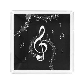 Climactic G Clef Music Black Acrylic Tray by LwoodMusic at Zazzle