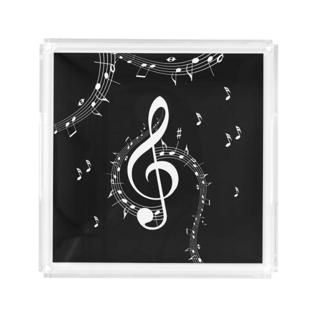 Climactic G Clef Music Black Acrylic Tray (Front)