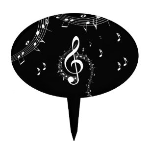 Climactic G Clef Music Black Cake Topper