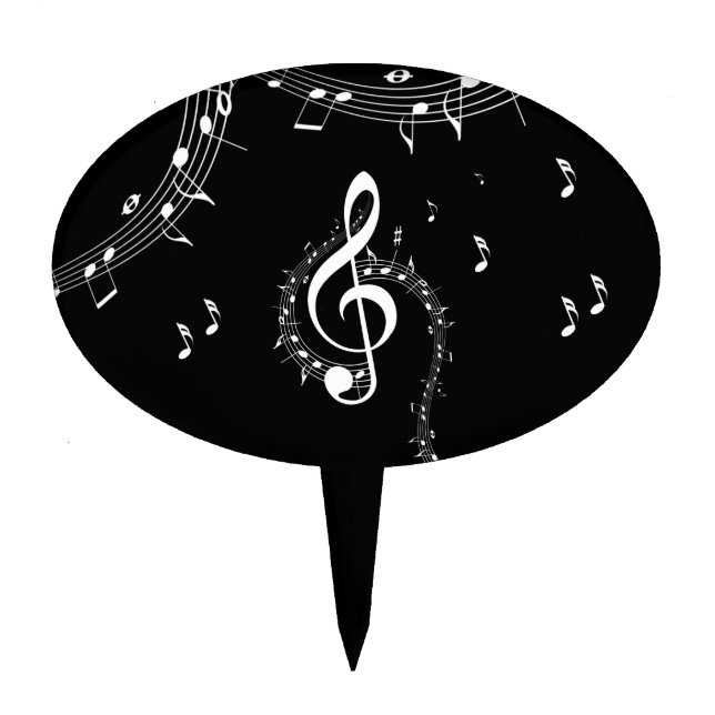 Climactic G Clef Music Black Cake Topper (Front)