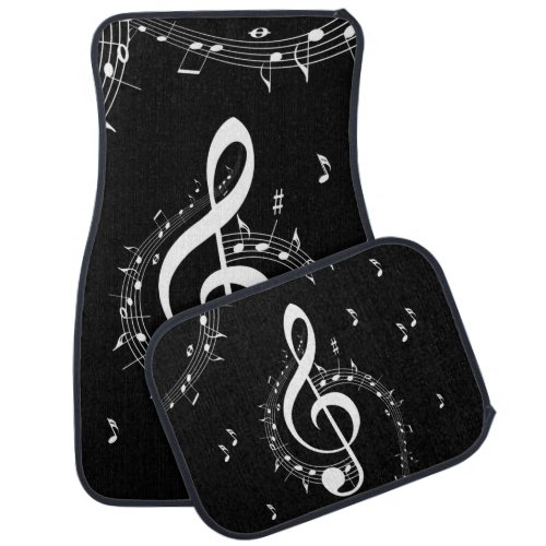 Climactic G Clef Music Black Car Floor Mat