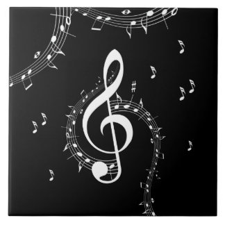 Climactic G Clef Music Black Ceramic Tile
